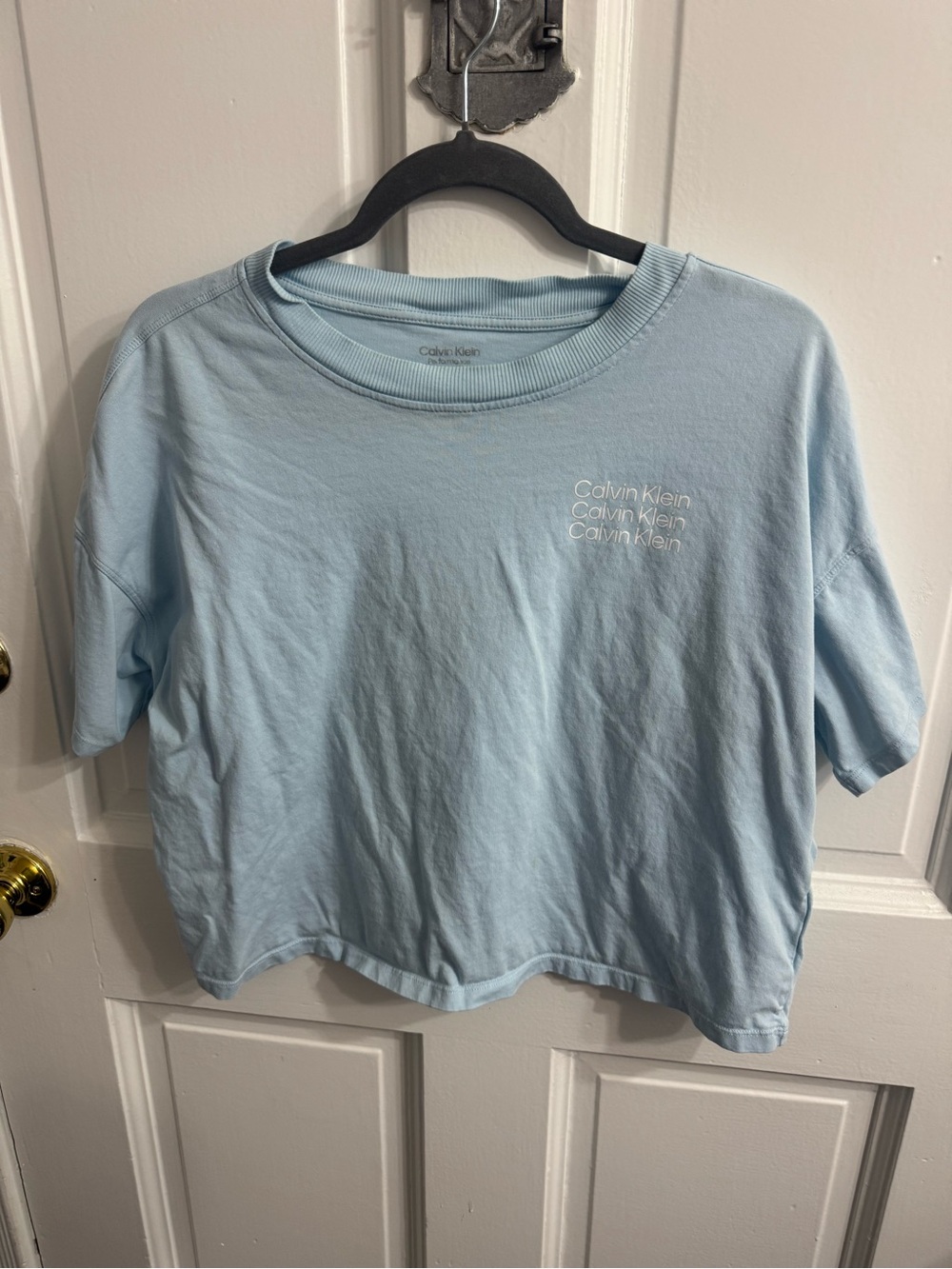Calvin Klein Light Blue Cropped Logo Tee